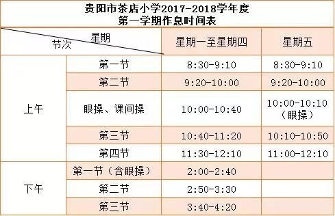 贵阳市三年小学生课时表（贵阳小学作息时间表）-图1