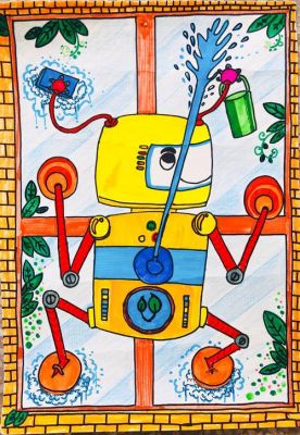 小学生二年机器人画（2年级绘画机器人）-图1