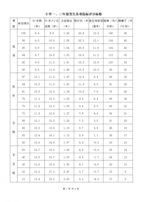 广州市小学生健康体质报告（小学生体质健康测试标准表）