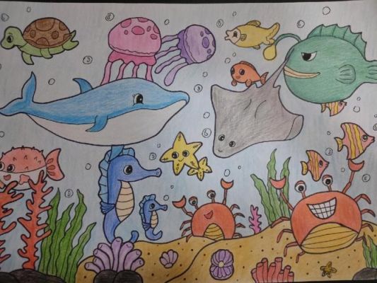 海洋世界小学生画画（海洋世界画作）