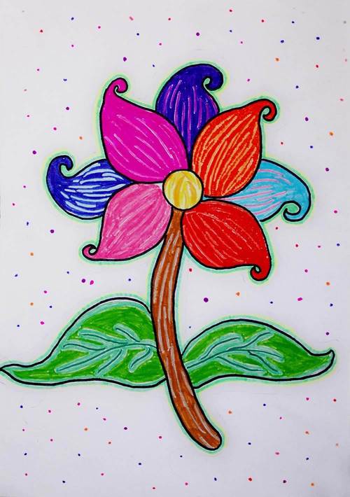 小学生作品画花朵呢（小学生画的花朵）-图1