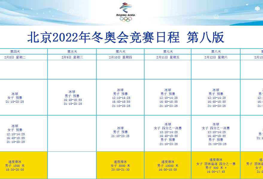 冬奥会竞赛日程（冬奥会竞赛日程表）-图2