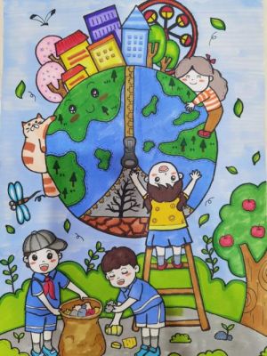 保护环境图片小学生画（保护环境图画作品大全 儿童画）-图1