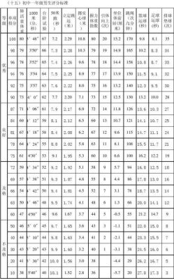 广西中小学生体育数据（广西中学生体育达标标准表）